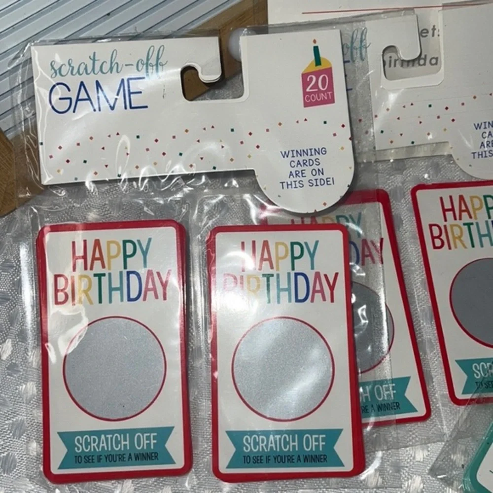 Happy Birthday GOODIE PACK NEW Scratch Off/Bookmarks/fill In Blanks/ Streamer.